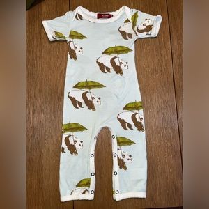 Milkbarn bamboo panda short sleeve playsuit